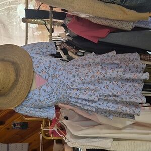 Arden B Blue Floral Layered Kids Dress